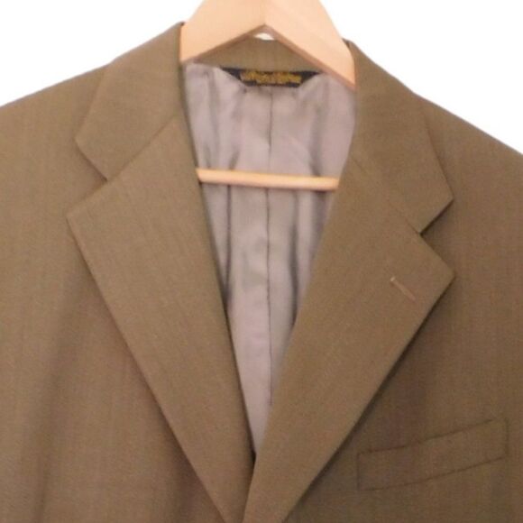 VTG  46 Long Brooks Brothers Makers Blazer Taupe Brown Wool Suit Coat Made USA - Picture 2 of 10